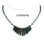 Hematite Teeths Pendant Beads Stone Statement Bib Fashion Women Necklace